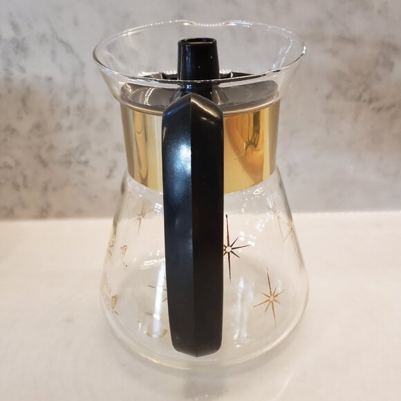 Corning Ware Vintage 2 Cup Coffee Carafe With Lid Gold Atomic Starburst - Picture 6 of 11